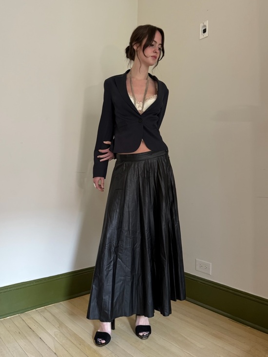 Maison Martin Margiela Dresses & Skirts - Maison Margiela Black Pleated Pleather Skirt